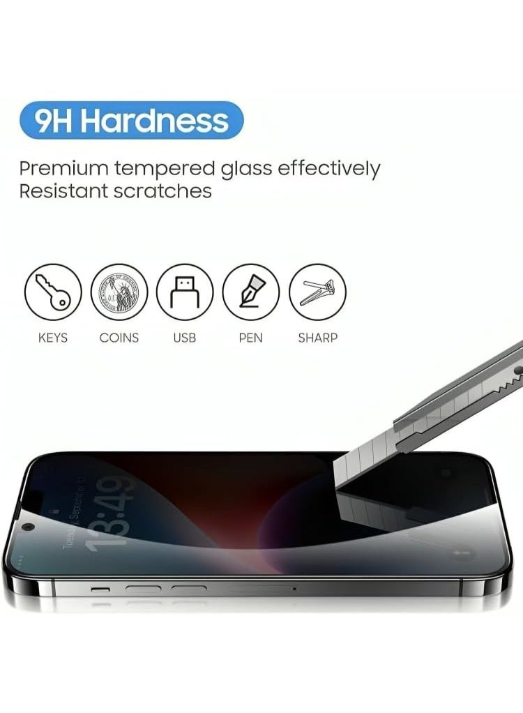 أكاليكس واقي شاشة للخصوصية لهاتف iPhone 14 Pro، مضاد للخدش، خالٍ من الفقاعات، معرف الوجه، صلابة 9H، مقاوم للخدش، خصوصية 30 درجة - واقي شاشة زجاجي مقوى ممتاز لهاتف iPhone 14pro - Image 4